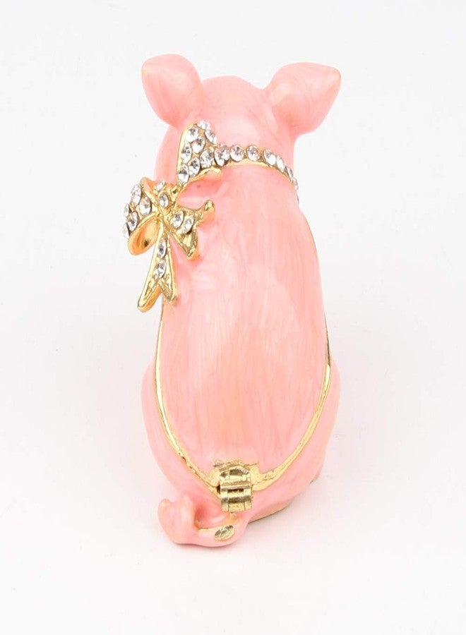SEVENBEES Hand Painted Pig Decor Jewelry Trinket Boxes Hinged Crystal Piggy Figurines Mini Ring Earrings Jewelry Organizer - Image 3